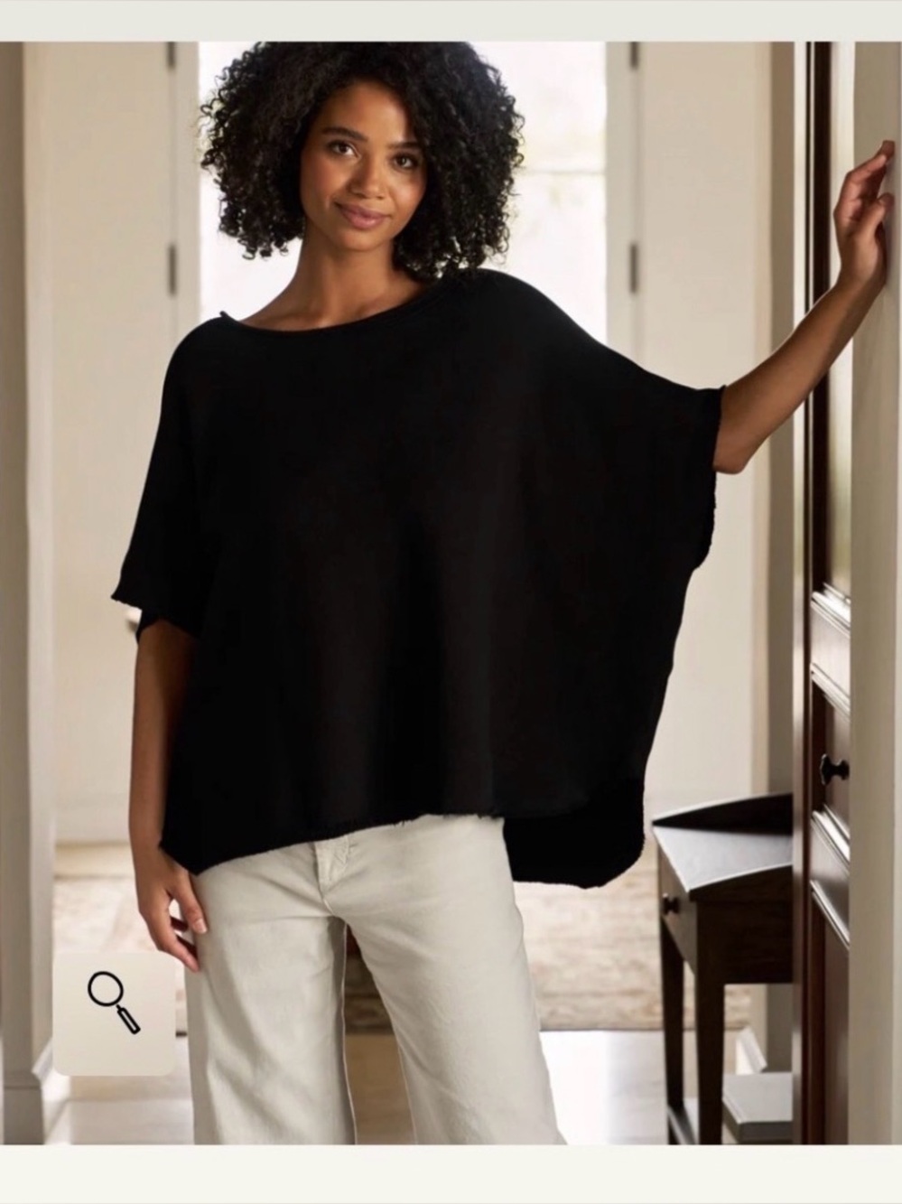Frank & Eileen Black Knit Top.                            Olive Original Capelet